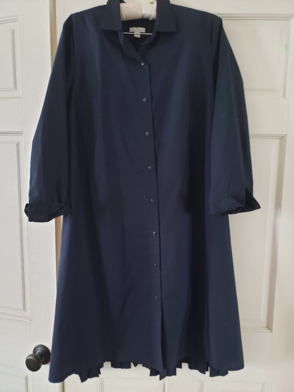 Pleat-back J. Jill button-up navy shirtdress